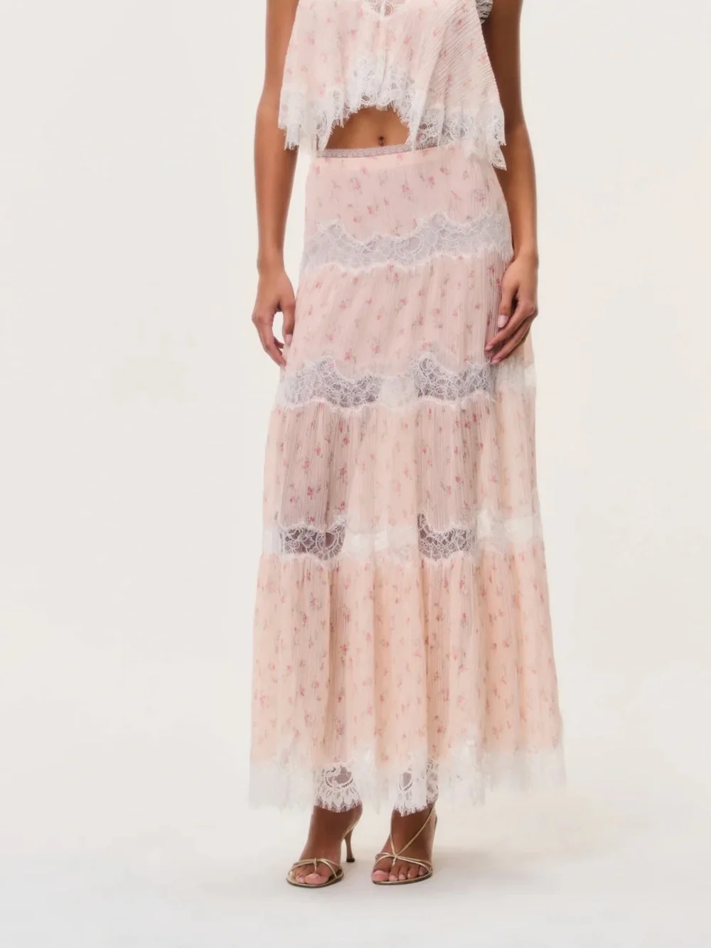 LoveShackFancy Everhart Cotton-Silk Lace Maxi Skirt in size 0 - Picture 2 of 4